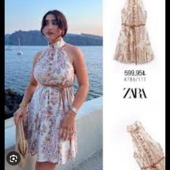 Zara printed belted dress - Picture 5 of 12